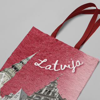 Lina vai kokvilnas auduma maisiņš «Sveicieni no Vecrīgas!»