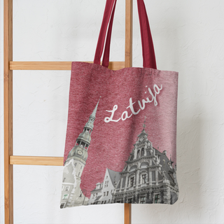 Lina vai kokvilnas auduma maisiņš «Sveicieni no Vecrīgas!»