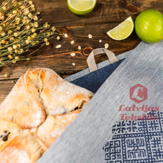 Dvielis Ar Latvijas Kontūru | Kolekcija «Tautiskā Latvija» Zils Lina Dvielis