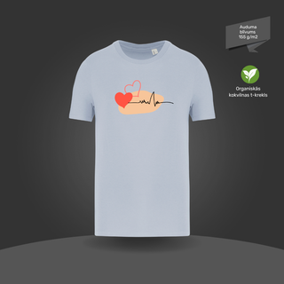 Organiskās kokvilnas T-krekls  “Sirds ritms” var.1 | Akvamarīns