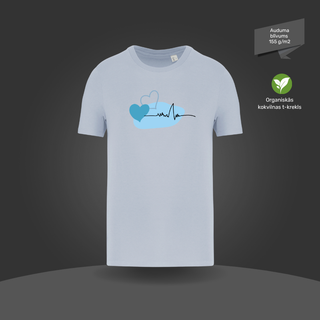 Organiskās kokvilnas T-krekls  “Sirds ritms” var.2 | Akvamarīns
