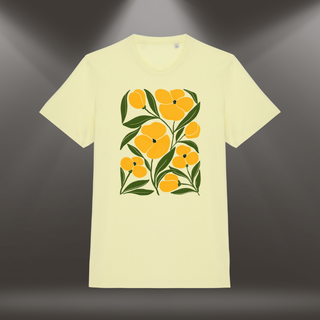 Organiskās kokvilnas T-krekls "Saules studija" | Citrondzeltens