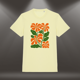 Organiskās kokvilnas T-krekls "Apelsīnu ziedi" | Citrondzeltens