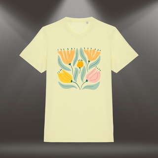 Organiskās kokvilnas T-krekls "Maigais dārzs" | Citrondzeltens