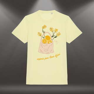Organiskās kokvilnas T-krekls "Sapnis par lēno dzīvi" | Citrondzeltens