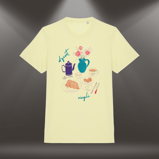 Organiskās kokvilnas T-krekls "Dzīvot viegli" | Citrondzeltens