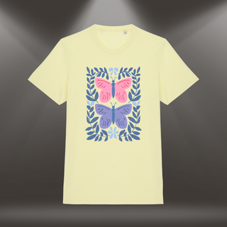 Organiskās kokvilnas T-krekls "Tauriņdeja" | Citrondzeltens