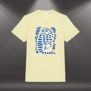 Organiskās kokvilnas T-krekls "Klusais runcis" | Citrondzeltens