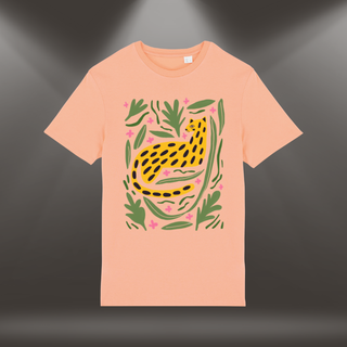 Organiskās kokvilnas T-krekls "Meža kaķe" | Aprikožu tonis