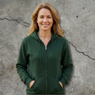 Džemperis ar kapuci un rāvējslēdzēju | Tumši zaļš