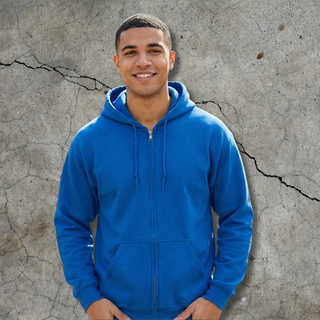 Džemperis ar kapuci un rāvējslēdzēju | Zils