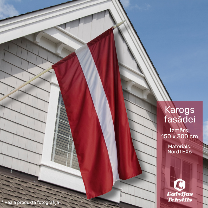Latvijas karogs fasādei | 150 * 300 cm | NordTEX6 audums – Latvijas ...