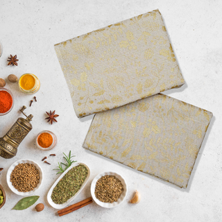 Lina dvielis | Ziemassvētku zaļumi - zelta apdruka