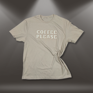 Kokvilnas T-krekls "Coffee Please" | smilšu krāsas