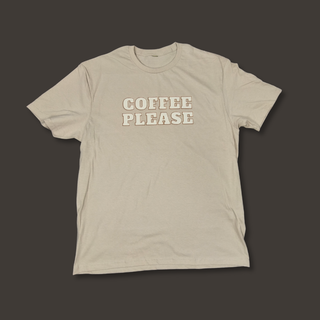 Kokvilnas T-krekls "Coffee Please" | smilšu krāsas