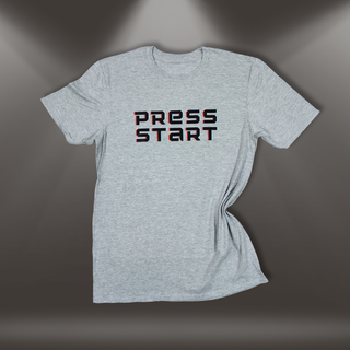 Kokvilnas T-krekls "Press Start" | pelēks