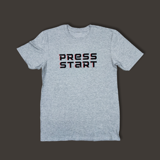 Kokvilnas T-krekls "Press Start" | pelēks