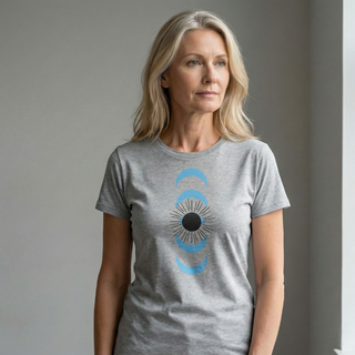 Sieviešu T-krekls “Klusais centrs” | pelēks, kokvilna