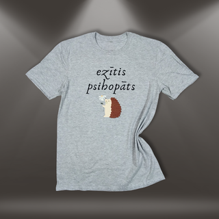 Kokvilnas T-krekls "Ezītis psihopāts" | pelēks