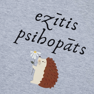 Kokvilnas T-krekls "Ezītis psihopāts" | pelēks