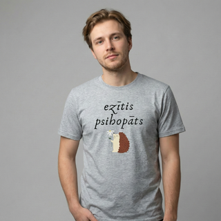 Kokvilnas T-krekls "Ezītis psihopāts" | pelēks